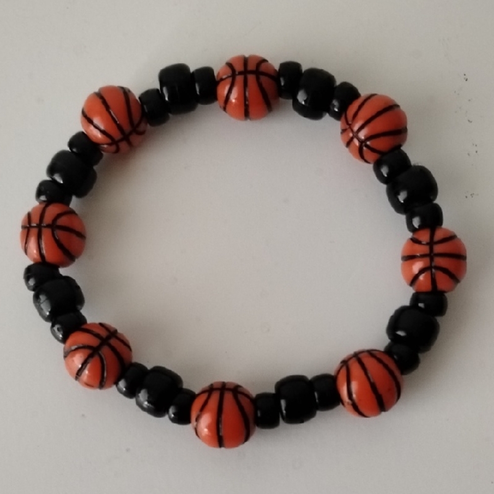 Basketball Bead Bracelet - Orange and Black